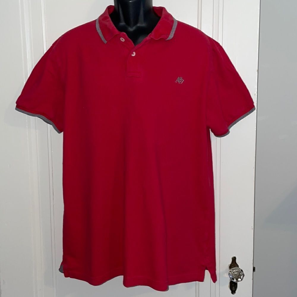 Aeropostale red cotton polo‎ shirt with gray trim